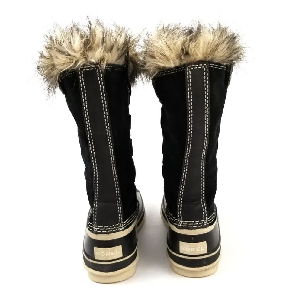 SOREL Joan of Arctic Black Fur Winter Waterproof Snow Duck Knee Boots Gorpcore 8